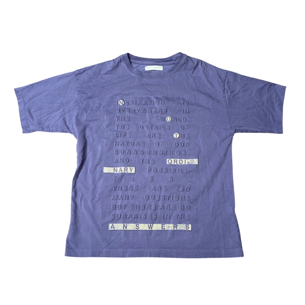 Zara Graphic Tee Kids 11-12 Purple Excellent‎ Embossed Quote Short Sleeve